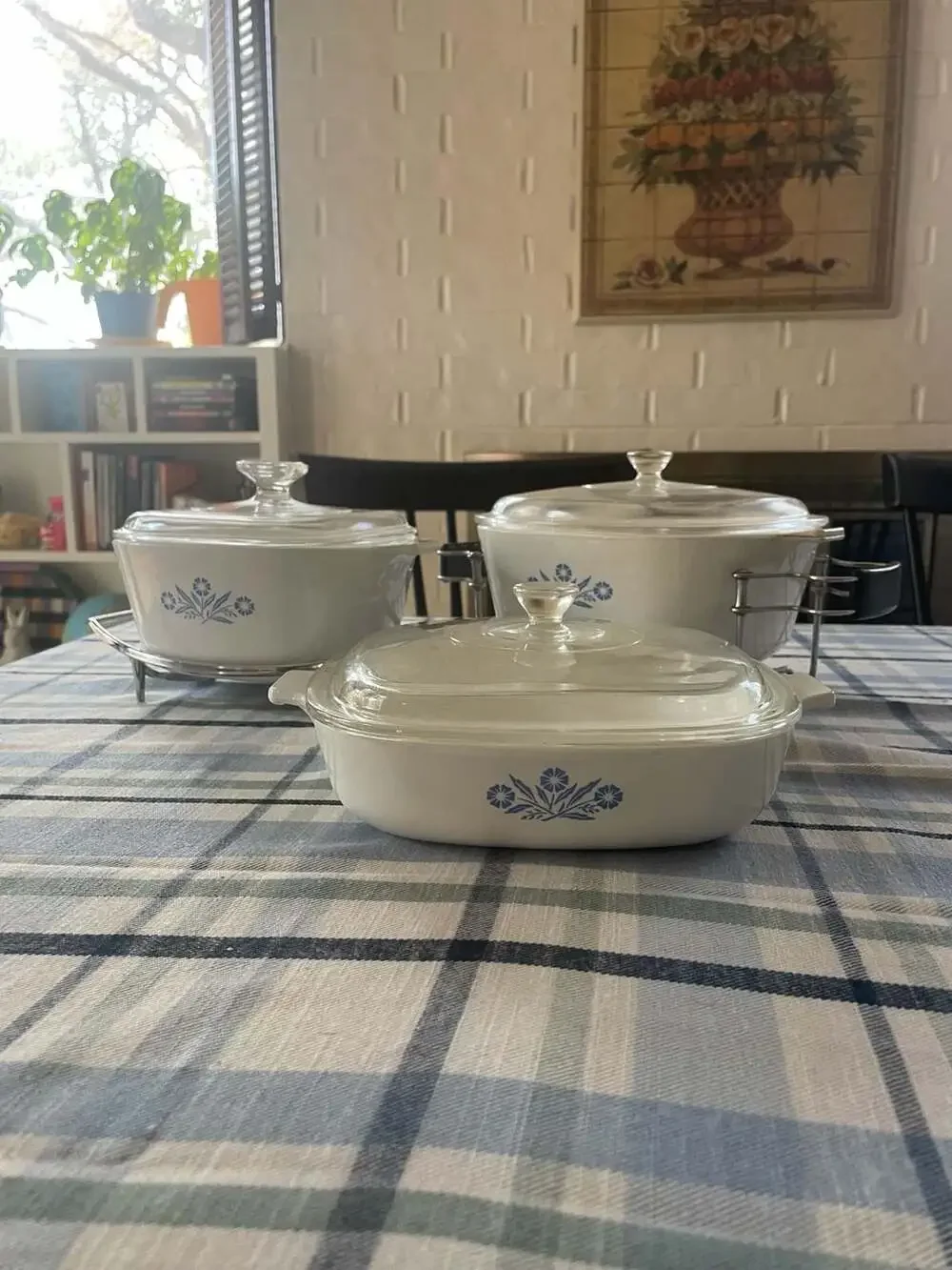 CorningWare blue cornflower casserole dish set
